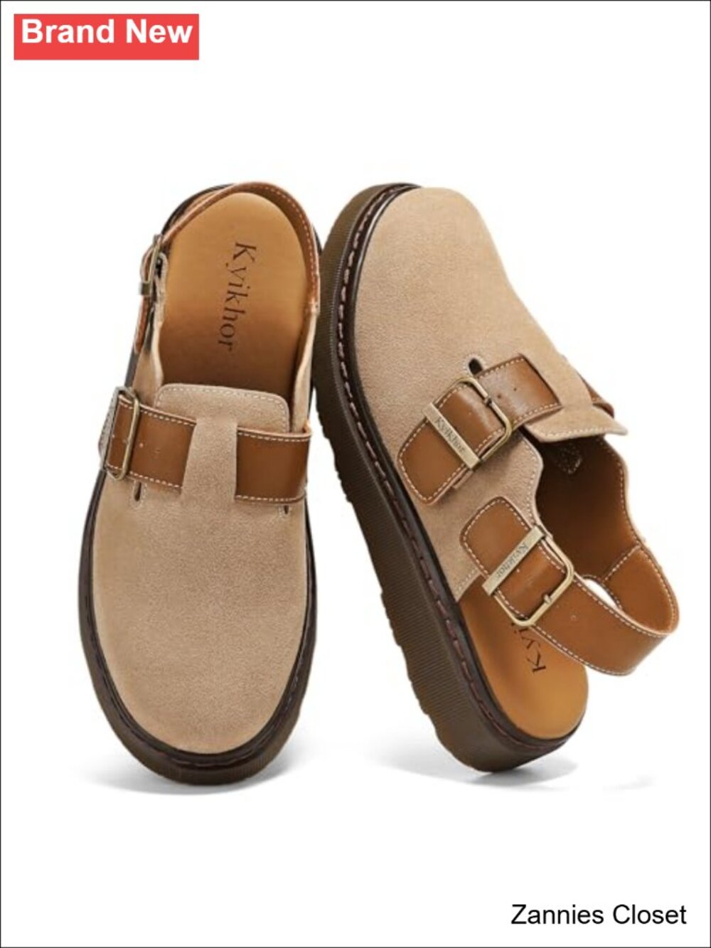 ✨ Suede Leather Loafer Slip-Ons Genuine Suede Clogs Mules Adjustable Strap